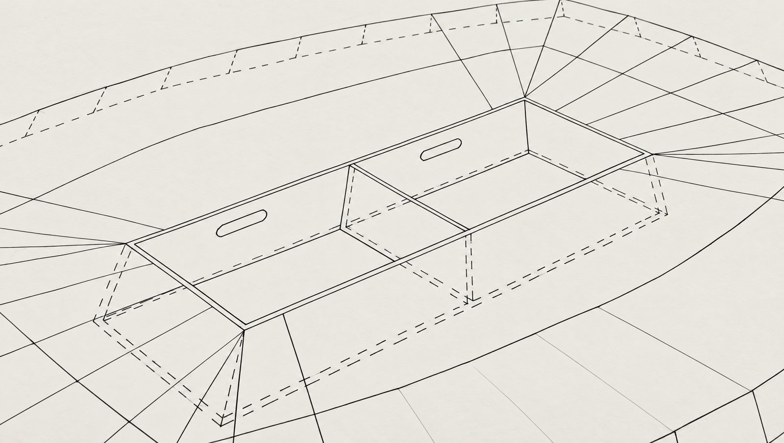 Technische Konstruktionszeichnung des Design-Tisches